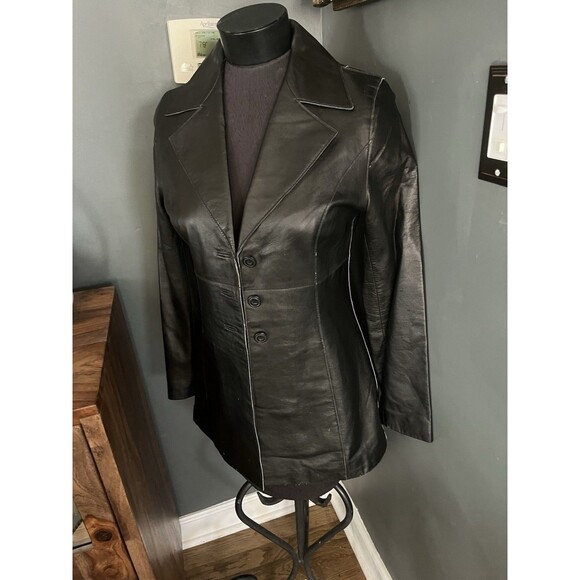 VINTAGE 90’s WOMEN'S Michael Hoban Black Leather North Beach Jacket USA Sz. 4 - Picture 1 of 13